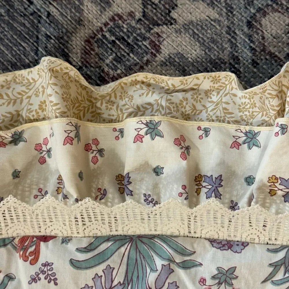 Martex Liberty of London Floral Twin Flat Sheet Ruffle Top Combed Cotton Cottage